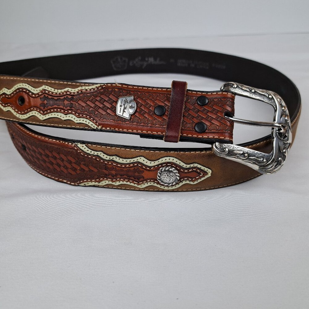 Larry Mahan Western Concho Belt Large Silver Tone Buckle with Star Size 46